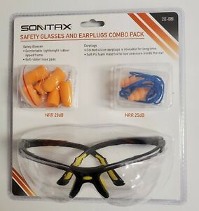 Sontax Safety Glasses and Earplugs Combo Pack Ships Free