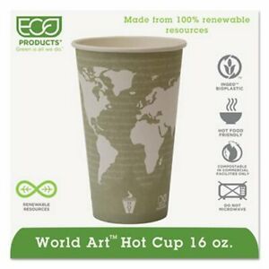 World Art 16-oz. Compostable Hot Cups, 1,000 Cups (ECP EP-BHC16-WA)