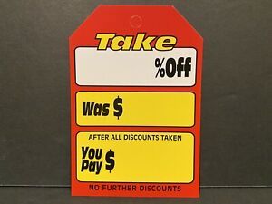 50 Red White Special Sale Coupon Merchandise Price Tags Large Unstrung Labels!