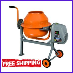 Concrete Mixer Compact Portable Electric Rugged Low Profile Height 1.6 Cu. Ft.