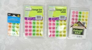 Set of 4 Packs Garage Sale Pricing Stickers / Labels - Neon Colors