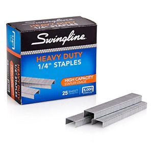 Swingline Staples, Heavy Duty, 1/4&#034; Length, 25 Sheet Capacity, 100/Strip, 1 Pack