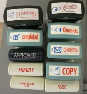 10 Self Inking Business Stamps Post Office, Office Max, Accustamp 2, X Stamper