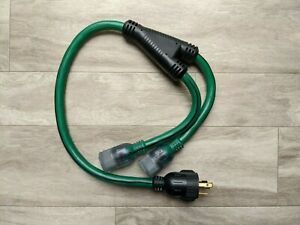 3-Foot 10-Gauge STOW Generator Extension Y Cord Splitter 30amp to 2x 20amp 125V