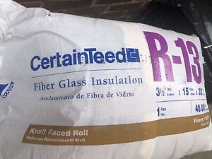 Fiber Glass Insulation Kraft Faced Roll Certain Teed 40 Sqft