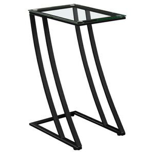 MONARCH SPECIALTIES I 3089 Accent Table - Black Metal With Tempered Glass