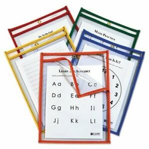 C-Line Reusable Dry Erase Pockets, 9 x 12, Primary Colors, 25/PK (CLI42620)