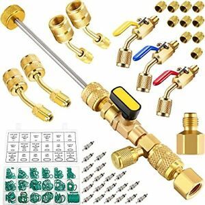 R410A Valve Core Remover Kits 7 Air Conditioning Refrigerant Angled Compact Ball