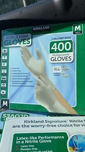 NEWKirkland Nitrile Exam Gloves, MED- 400 gloves-2boxes Solid and durable