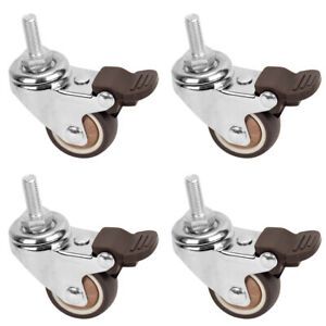Pack of 4 1&#039;&#039; Swivel Threaded Stem Casters, TPE Mute Crib Caster, Cabinetm US