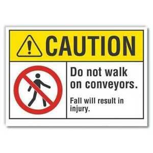 LYLE LCU3-0077-RD_14x10 Caution Sign,Self-Adhesive Vinyl,10 in H