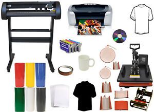 28&#034; Auto Contour Vinyl Plotter Cutter 8in1 Combo Heat Press Printer Sublimation