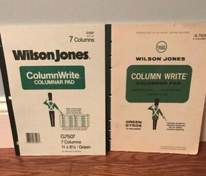 Vintage Wilson Jones Columnar Pad 1967 5 Columns &amp; Wilson Jones 7 Column Pad