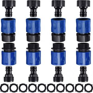 16 Pieces Garden Hose Quick Connector 3/4 Inch Plastic Water Blue, Black