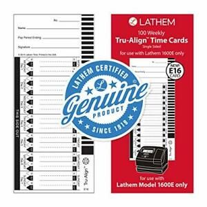 Lathem Weekly Tru-Align Time Cards, Single Sided, For Use with Lathem 1600E
