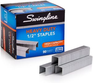 Swingline Staples, Heavy Duty, 1/2 Length, 90 Sheet Capacity, 100/Strip, 1 Pack