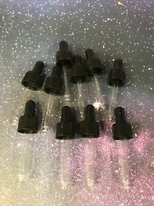 Set of 10 Medicine Art Essential Oils Eye Glass Dropper 3” Straight Tip 1ml