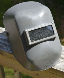 Vintage FIBRE-METAL Welding Helmet Gray Fiberglass Steampunk Halloween complete