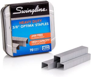 Swingline Staples, Optima, Heavy Duty, 3/8&#034; Length, Jam Free, 3/8&#034;, Silver