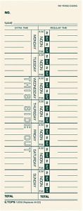Time Cards, Weekly, 1-Sided, 3-1/2 X 9&#034;, Manila, Green Print, 500-Count