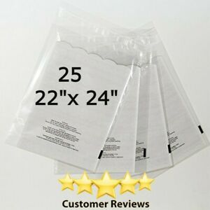 25 Pack 22x24 Self Seal 1.5 mil Suffocation Warning Clear Poly Bags Free Shippin