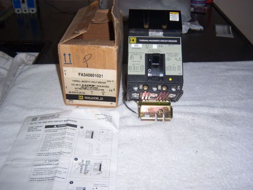 Square d thermal magnetic circuit breaker fa340601021 60 amp 480 volts for sale
