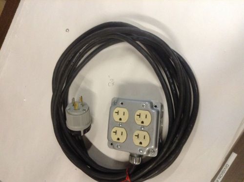 Male Twist Lock 20A 125V 20&#039; PIGTAIL To Female 20A FOUR OUTLET GANG