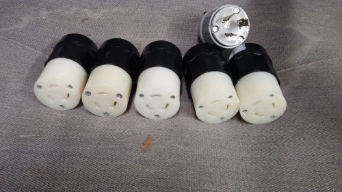 (5) leviton 20a receptacles l5-20r and l6-20r and plug for sale