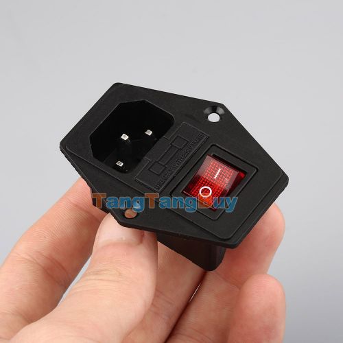 1 x  ac 250v 10a 3 terminal outlet power socket  with fuse holder black red for sale