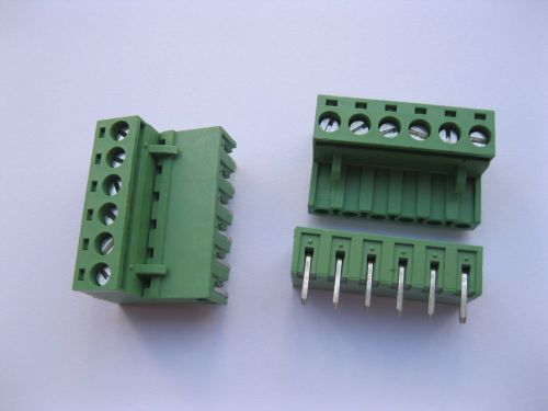120 pcs 5.08mm Angle 6 pin Screw Terminal Block Connector Pluggable Type Green