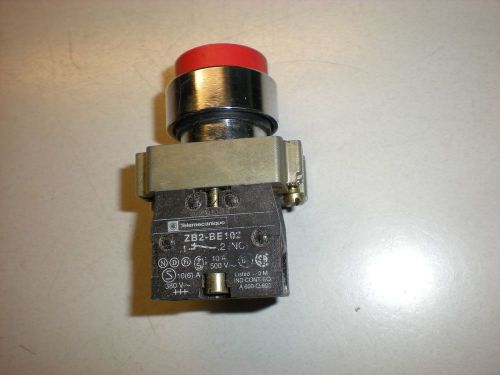 Telemecanique Model ZB2-BE102 Momentary Switch - (1) NC - Red Button