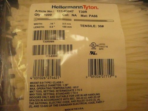 Hellermann Tyton MS3367-5-9 Zip TIes  Mil Spec   5.9&#034;  1000pcs pkg