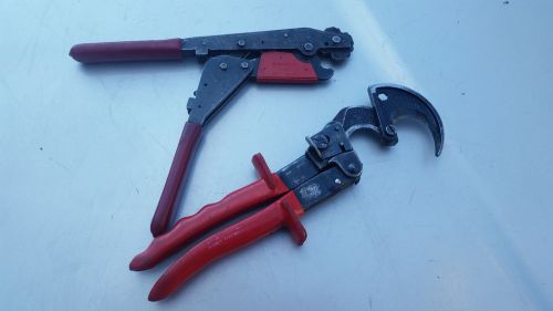 Klein tools ratcheting cable cutter 63060++burndy y2mr hand rachet crimper tool for sale