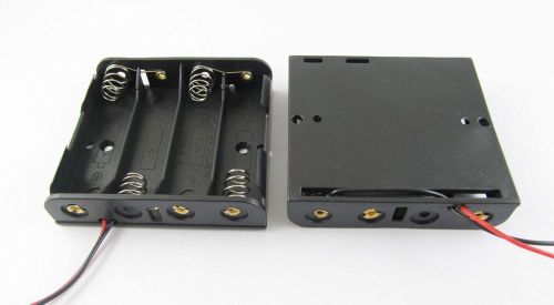 Battery holder box case 4 x aa/2a cells 6v with 6&#034; lead wire black for sale