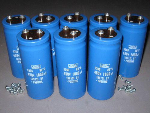 Lot of (8) 450V 1800uF Electrolytic Capacitors, High-Voltage, NEW from Box!