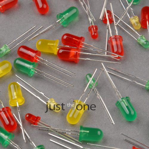 New 100pcs 3mm/ 5mm Red Yellow Green LED Round Light-emitting diode