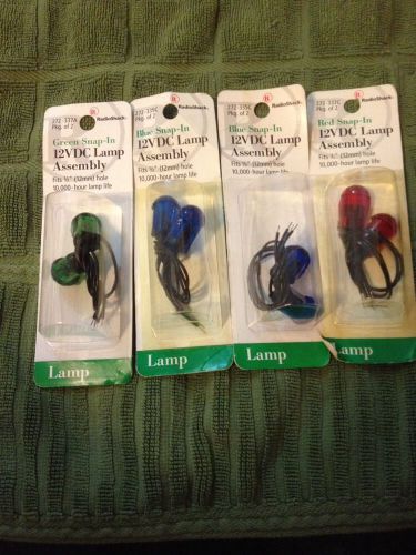Radio Shack 12 VDC Lamp Assembly Green Blue Red NOS Lot Of 4