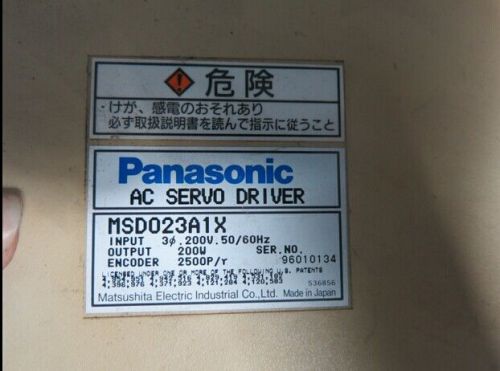 Used Panasonic AC Servo Driver MSD023A1X 200W Tested