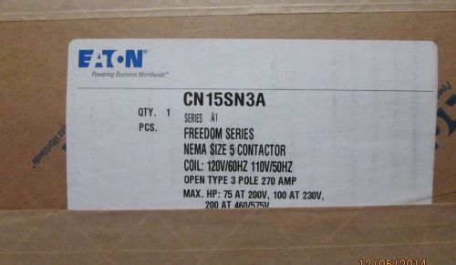 CN15SN3A  FREEDOM SERIES, NEMA SIZE 5, 120V, 270AMP, 3 POLE, NIB