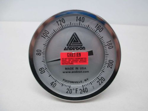 NEW ANDERSON TEMPERATURE 20-240F 4-1/2IN FACE 1/2IN NPT GAUGE D351791