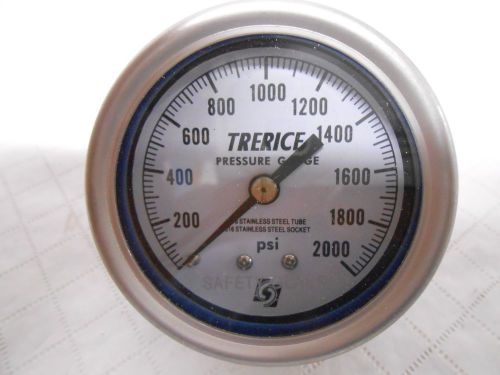 Brand new trerice oil pressure guage stainless steel tube socket 0-2000 psi for sale