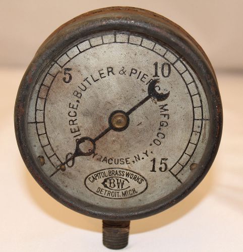 Antique brass butler pierce steam level pressure gauge no reserve for sale
