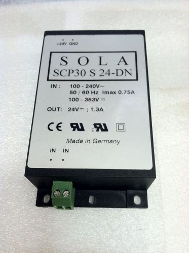 Sola Scp30 S 24-Dn Dc Power Supply 100-240 Ac Input 0.75 Amp  24 Vdc 1.3 Amp Out