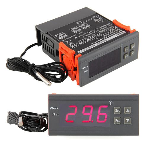 220V Digital LCD Display Temperature Controller Switch Thermostat with Sensor