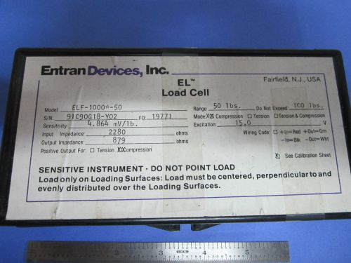 ENTRAN DEVICES LOAD CELL ELF-1000-50 4.864 mV/Lb