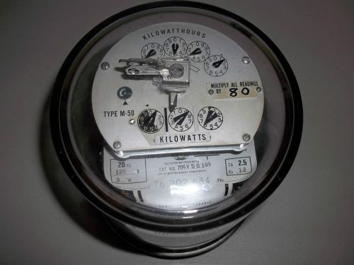 GE General Electric Type M-50 Watthour KWH Meter*Form 5S*120V*20CL*FREE SHIPPING
