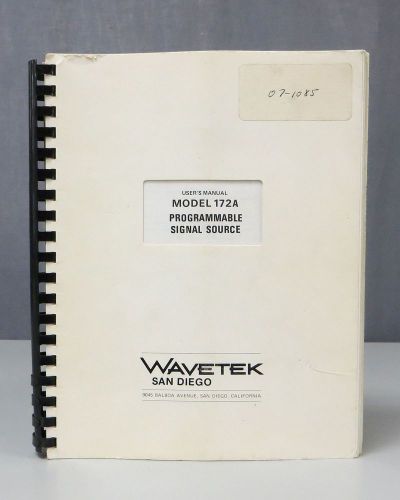 Wavetek Model 172A Programmable Signal Source Users Manual