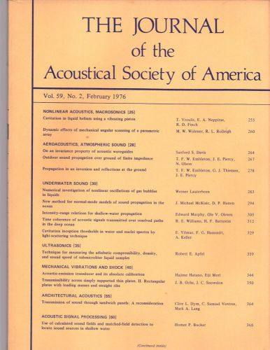 The Journal of Acoustical Society of America Vol.59 No.2, February 1976
