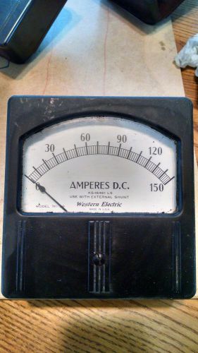Western Electric DC Square Panel Meter Ammeter Amp Meter Amperes 0-150 Amperes