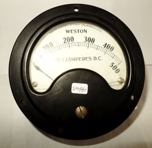 Weston DC Round Panel Meter Ammeter Milli Amps Milliamperes 0-500 MA